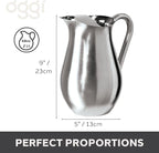 OGGI Stainless Steel Pitcher- Stainless Steel Water w/Ice Guard, Water Carafe - Image 6