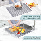Ohuhu Sink Drying Rack, 20.5" W x 16.1" L Over The Sink Roll-Up Dish Drainer - Image 3