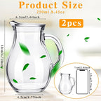 Leinuosen 2 Pcs Glass Pitcher Elegant Shaped Glass Tea Pitcher Coffee Milk - Image 2