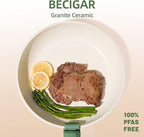 BECIGAR 8PCS Ceramic Cookware, Nonstick Ceramic Pan, Removable Handle Pots and - Image 7