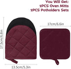 Oven Mitts and Pot Holders Set, Heat Resistant Silicone Kitchen Mini Oven - Image 2