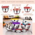 Umite Chef Mixing Bowls with Airtight Lids Set, 3 Grater Attachments & Non-Slip - Image 4