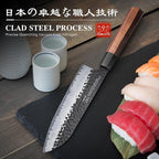 FAMCÜTE Santoku Knife 7 inch, Hand Forged 5 Layers 9CR18MOV High Carbon Steel - Image 7
