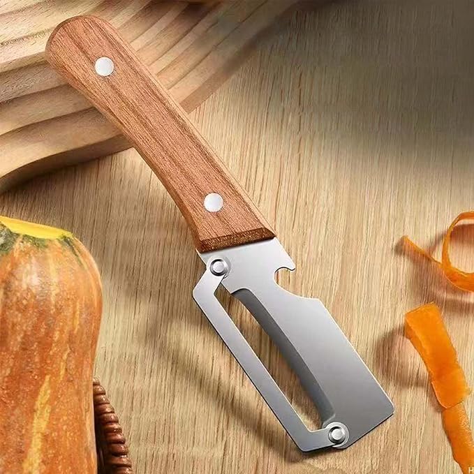 2PCS Vegetable Peeler, with Wooden Handle and Bottle Opener, Stainless Steel - Image 4
