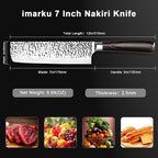 imarku Nakiri Knife, 7 Inch High Carbon Stainless Steel Japanese Chef Knife - Image 7
