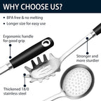 18/0 Stainless Steel Spaghetti Spoon & Slotted Spoon - Image 3