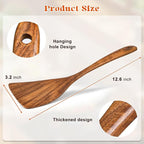 Wooden Spatula for Cooking, Acacia Wood Flat Frying Spatulas, Long Handle - Image 4