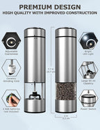 innhom Electric Salt and Pepper Grinder Set Battery Operated Stainless Steel - Image 2