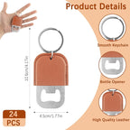 24 Pack Leather Bottle Opener, Bulk Bottle Opener Keychain, Blank PU Leather - Image 2