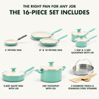 GreenPan Rio Healthy Ceramic Nonstick 16 Piece Cookware Pots and Pans Set - Image 3