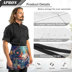 Server Apron with 3 Pockets, Waterproof Oil Waitress Waiter Half Apron - Image 6