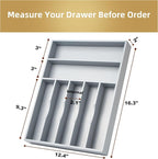 Besilord Silverware Organizer 13 Inch Gray Bamboo Kitchen Drawer Organizer 7 - Image 2