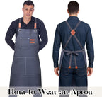 Plus Size Kitchen Apron for Men Women, Cross Back Cotton Canvas Chef Apron - Image 4