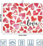 Valentine's Day Dish Drying Mat 18 x 24 Inch Heart Shaped Dish Drying Pad - Image 2