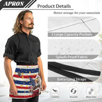 Server Apron with 3 Pockets, Waterproof Oil Waitress Waiter Half Apron - Image 6
