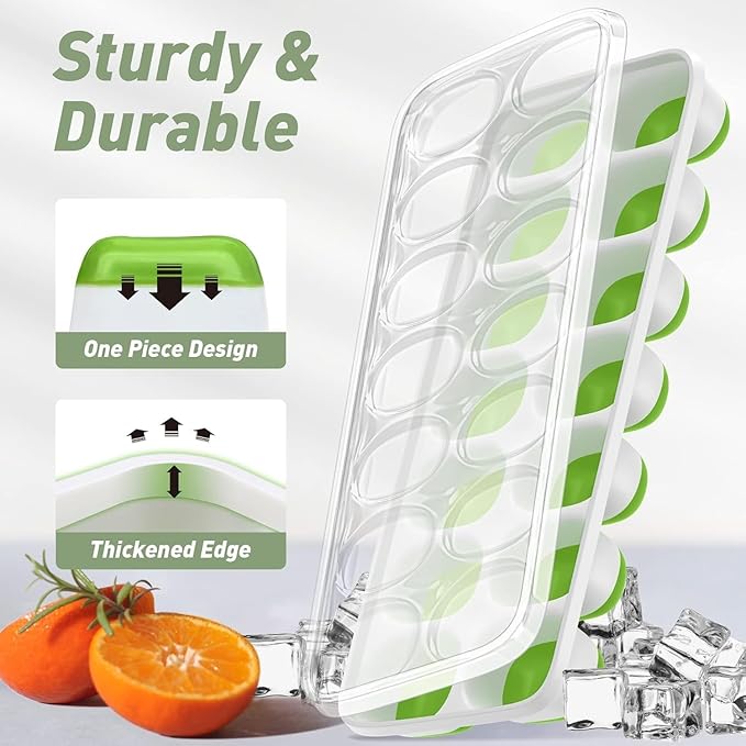 ChefAide Ice Cube Tray with Lid, 4 Packs 56 Cubes Durable Stackable Ice Cube - Image 4