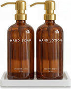 Luxury Glass Soap and Lotion Dispenser Set by BrighterBarns