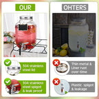 Lallisa 2 Pcs 2 Gallon Glass Drink Dispenser - Image 4