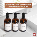 GMISUN Shampoo and Conditioner Dispenser, 3 Pack Amber Glass Bathroom Shampoo - Image 6