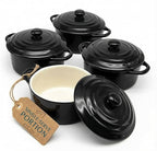Kook Ceramic Mini Cocotte Set, Small Casserole Dishes by Kook
