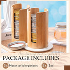 Suclain 2 Pcs Mason Jar Lid Organizer Bamboo Vertical Mason Jar Lid Storage - Image 3