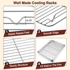 TeamFar Baking Sheet with Rack Set, 17.6/12.5/10.5 Inch Stainless Steel Cookie - Image 4