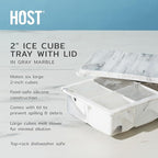 Host Ice Cube Tray with Lid, Makes 6 Large 2" Cubes, Durable Silicone Trays - Image 2