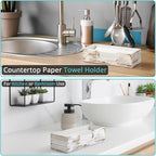 Paper Towel Dispenser Countertop, Retro White Wood Bathroom Paper Towel Holder - Image 3