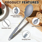 3Pcs Silicone Cooking Spoon Set, Kitchen Utensils Include Solid & Slotted Spoon - Image 3