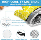 Watercolor Lemon Oven Mitts and Pot Holders Sets Heat Resistant 4Pcs Potholders - Image 3