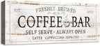 Coffee Bar Sign Decor Rustic Kitchen Canvas Sign Farmhouse Bar Hanging Wall by SOOTHAN