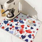 4th of July Dish Drying Mat for Kitchen Counter Patriotic Red Blue Star Love - Image 7