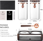 Glass Coffee Canister Set with Wooden Shelf, 2 Pack 45oz Airtight Food Storage - Image 3