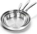 MICHELANGELO 18/10 Stainless Steel Frying Pan Set, Triply Base Stainless Steel by Michelangelo