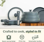Cuisinart 13-Pc, ClickSmart Nonstick Detachable Handle Ceramic Cookware - Image 2