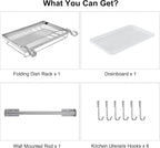TQVAI Over Sink Dish Drainer Drying Rack, Stainless Steel Foldable Wall Mounted - Image 9