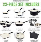 GreenLife Soft Grip Healthy Ceramic Nonstick 23 Piece Kitchen Cookware Pots and - Image 3