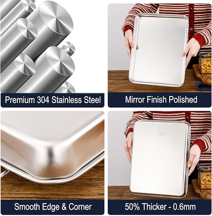 Small Cookie Baking Sheet Pans Stainless Steel 304 Little Tiny Serving Tray - Image 3
