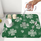 St Patrick's Day Dish Drying Mat 16 x 18 Inch Green Shamrock Dish Drainer Rack - Image 6