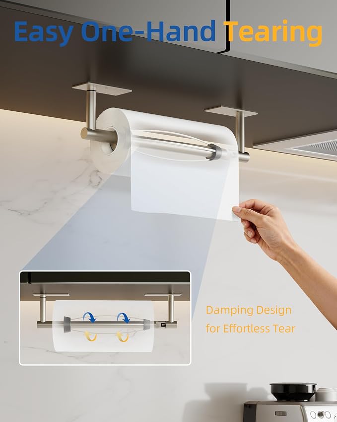 RUACQ Paper Towel Holder Under Cabinet, One Hand Tearing Paper Towel Holder - Image 2