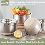 Umite Chef Mixing Bowls with Airtight Lids, 6 piece Stainless Steel Metal - Image 4