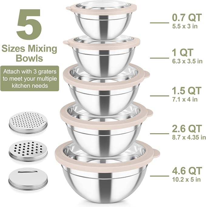 TeamFar Mixing Bowls, Stainless Steel Salad Serving Bowl - Image 2