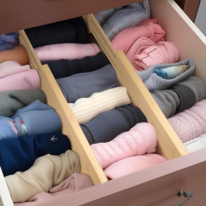 Fabsome Dresser Drawer Organizers 6 Pack, 4.65'' High Adjustable from 17-22‘’ - Image 5