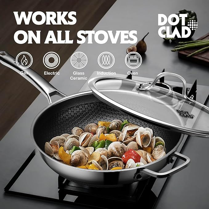 DOTCLAD Wok pan, Hybrid 13 inch Wok - Image 4