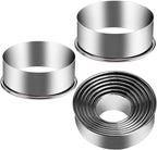 9 Pieces Stainless Steel Cookie Cutter Set Biscuit Plain Edge Round Cutters by KSPOWWIN