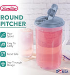 Sterilite 2 Quart Clear Round Plastic Pitcher, Dishwasher Proof - Image 2