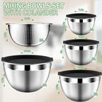 DUTZUN Mixing Bowls with Lids Set, Stainless Steel Mixing Bowls with Colander - Image 2