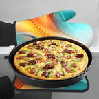 Turquoise Orange Abstract Art Oven Mitts & Pot Holders Sets of 3, Heat - Image 3