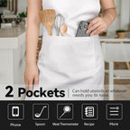 NLUS 2 Pack White Aprons with 2 Pockets - Image 3