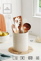 Kitchen Utensil Holder, 7 Inches Large Ceramic Utensil Holder - Image 4